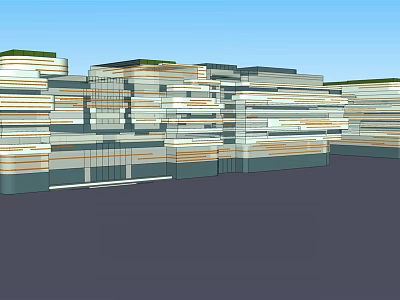 Modern Office Building Exterior With Glass Facade Green Roof And Multi Story Structure 3d model