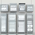 Grey Kitchen Appliances With Multiple Layers Holding Dishes And Cups 3d model
