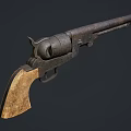 Vintage Revolver Weapons Collection With Wooden Grips And Metal Frames