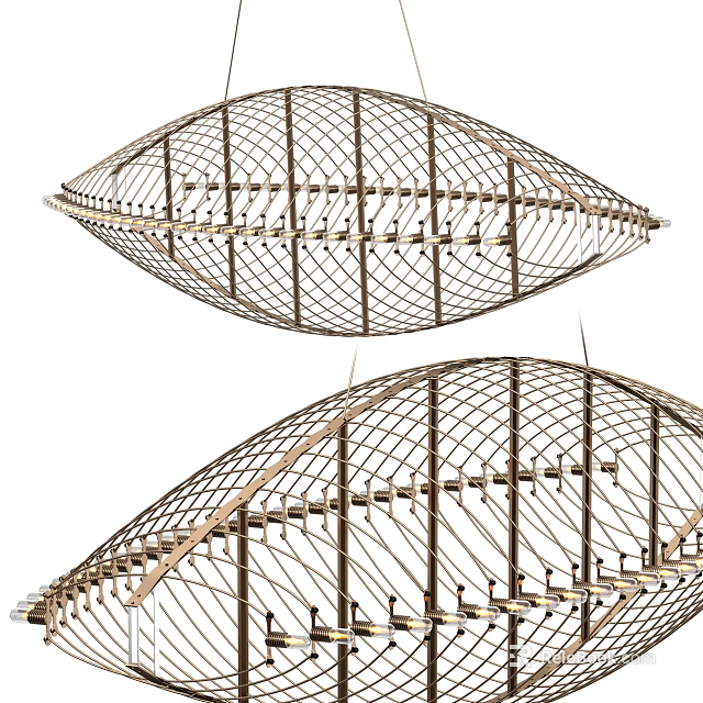 Modern Chandeliers With Grid Like Structure Interlaced Lines And Dome Shaped Design 3d model