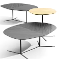 Modern Coffee Tables With Wooden Surfaces And Black Metal Legs In Oval Round Shapes