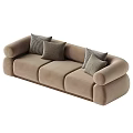 Three Seater Sofa with Soft Fabric Upholstery and Decorative Throw Pillows in Modern Style