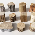 Various Shaped Wooden Stools Showcasing Natural Wood Texture And Rustic Design