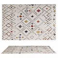 Geometric Pattern Square Area Rug With Diamond Shapes And Multicolor Accents 3d model