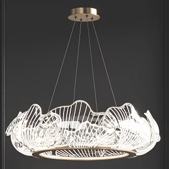 Modern chandelier gingko glass chandelier 3d model