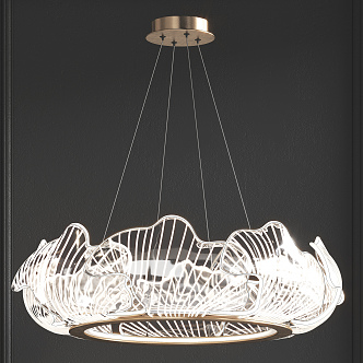 Modern chandelier gingko glass chandelier 3d model