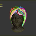 Black Character Head Model With Short White Hair Detailed 3D Render