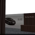 Display Shelves In Modern Exhibition Featuring Artwork Illuminated Cases Wooden Structure And Purple Carpeted Floor