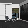 Modern Leather Leisure Chair With Metal Frame In Bright Living Room With Window View And Potted Plant