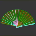 Traditional Red Fan With Wooden Frame And Reflection For Daily Household Use