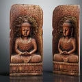 Traditional Wooden Buddha Sculpture Carving With Intricate Relief Details And Artistic Design