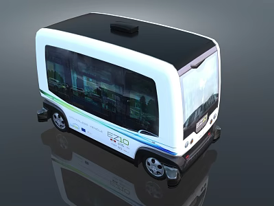 Modern Eco Friendly Small Bus With Large Windows And Black Roof 3d model