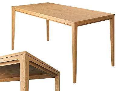 Simple Modern Wooden Dining Table With Sturdy Legs And Smooth Tabletop Design 3d model