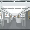 MELOLA Mall Store Modern Interior With White Display Counters Colorful Posters And Product Shelves