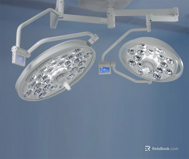 Double Head LED Surgical Lights With Digital Display For Operating Room Medical Equipment 3d model 