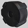 Black Circular Industrial Equipment Component With Raised Sections And Square Interface 3d model