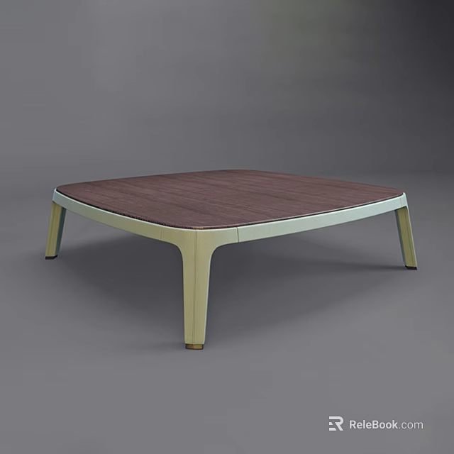 Square Coffee Table With Wooden Top And Light Modern Border Design 3d model