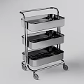 Three Tier Stainless Steel Storage Cart With Wheels For Kitchen Service