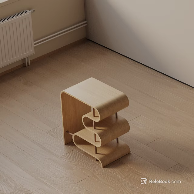 Modern Minimalist Wooden Side Table With Multi Tiered Sleek Structure On Floor 3d model 