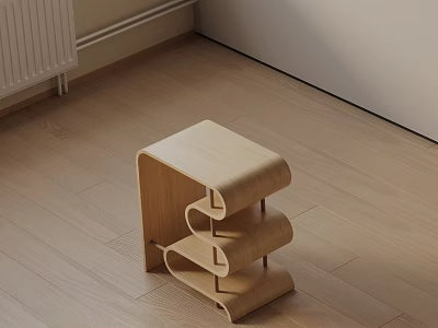 Modern Minimalist Wooden Side Table With Multi Tiered Sleek Structure On Floor 3d model