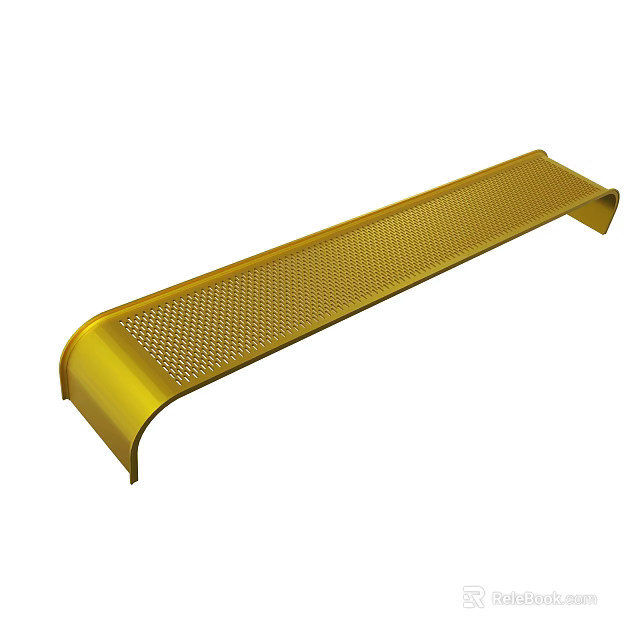 Golden Long Mesh Strip With Curved Edge And Perforated Surface Design 3d model 