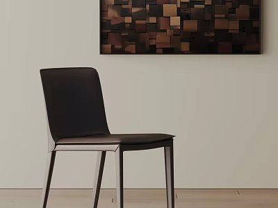 Modern Sleek Black Dining Chair With Leather Upholstery And Metal Legs In Minimalist Interior 3d model