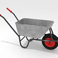 Gray Wheelbarrow With Black Metal Frame Red Handles And Single Rubber Wheel