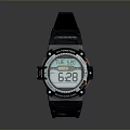 Sporty Digital Watch With Black Rubber Strap White Dial And Clear