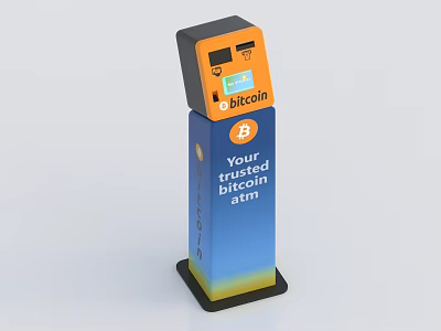 Trusted Commercial Bitcoin ATM With Display Card Slot And Blue Orange Gradient Design 3d model