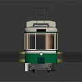 Classic Green And White Tram With Roof Pole And Side Windows