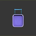 Purple Plastic Shopping Cart With Blue Handle And Four Small Wheels