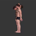 Shirtless Men In Various Poses With Black Shorts On Reflective Floor
