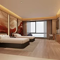 Hotel Guest Room Modern Interior With Comfortable Bed Sofa TV And Decorative Painting