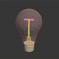Pixelated Light Bulb With Reflective Surface And Golden Base Design
