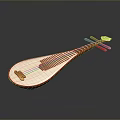 Traditional Red Pipa Musical Instrument With Wooden Body And Strings