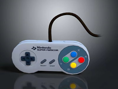 Nintendo Super Famicom Classic Game Controller with Cross Directional Pad and Colorful Buttons Wired Connection 3d model