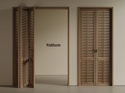 Stylish Poliform Wooden Louvered Folding Doors For Modern Interiors 3d model