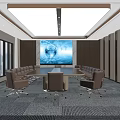 Modern Conference Room Interior Featuring Large Screen World Map And Ergonomic Chairs Around Table