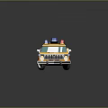 Yellow and Blue Police Car with Siren on Roof and Police Badge Design