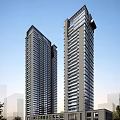 Modern High Rise Buildings With Glass Facades And Balcony Designs In Urban Skyline