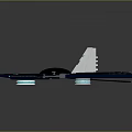 Blue Futuristic Sci-Fi Aircraft Model With Illuminated Lines And Detailed Wing Design