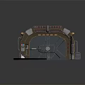 Sci Fi Style Passage Doorway with Metal Frame Control Panels and Indicator Lights 3d model