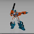 Red And Blue Robot Action Figure With Weapon In Fighting Pose 3d model