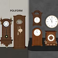 Chinese style table clock wall clock wall decoration pendulum clock 3d model