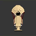 Futuristic Golden Mechanical Game Movie Character With Red Cables And Metallic Base