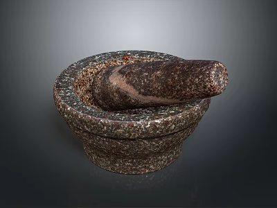 Textured Stone Mortar And Pestle With Natural Patterns For Grinding Spices As Kitchen Essential 3d model