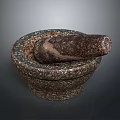 Textured Stone Mortar And Pestle With Natural Patterns For Grinding Spices As Kitchen Essential