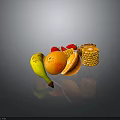 Fresh Assorted Fruits and Snacks Including Banana Strawberries Sliced Orange Corn and Cookies