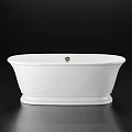 White Freestanding Bathtub With Oval Shape And Pedestal Base Chrome Drain