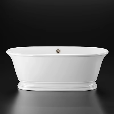 White Freestanding Bathtub With Oval Shape And Pedestal Base Chrome Drain 3d model